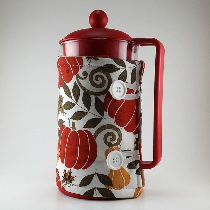 Thanksgiving Decor, Autumn Theme, French Press Cozy, 8 Cup Cafetiere Cosy N3