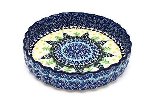 Polish Pottery Baker - Fluted Quiche - Small (7") - Christmas Trees