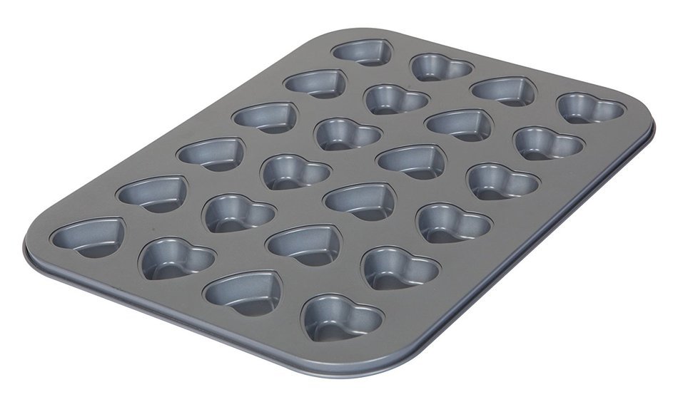Dexam Non-Stick 24 Hole Mini Heart Shaped Pan Tray Tin N3
