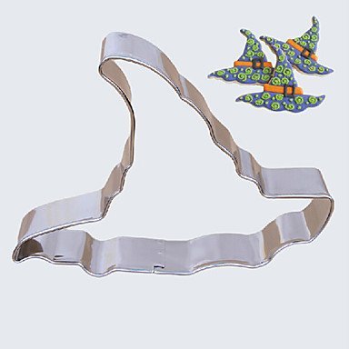Sher Halloween Theme Witch Hat Shape Cookie Cutter, L 7.6cm x W 7.6cm x H 2.5cm, Stainless Steel