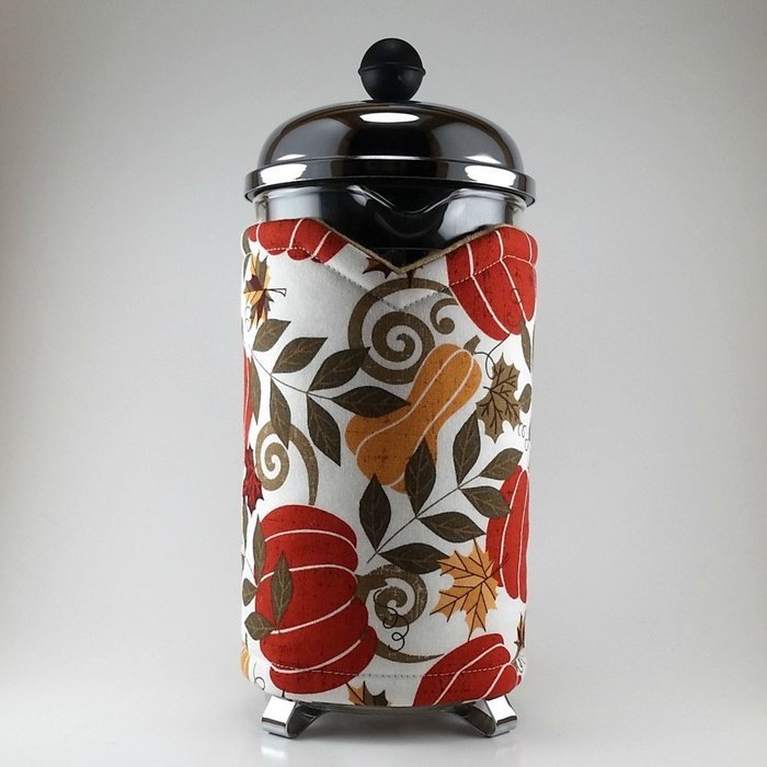 Thanksgiving Decor, Autumn Theme, French Press Cozy, 8 Cup Cafetiere Cosy N4