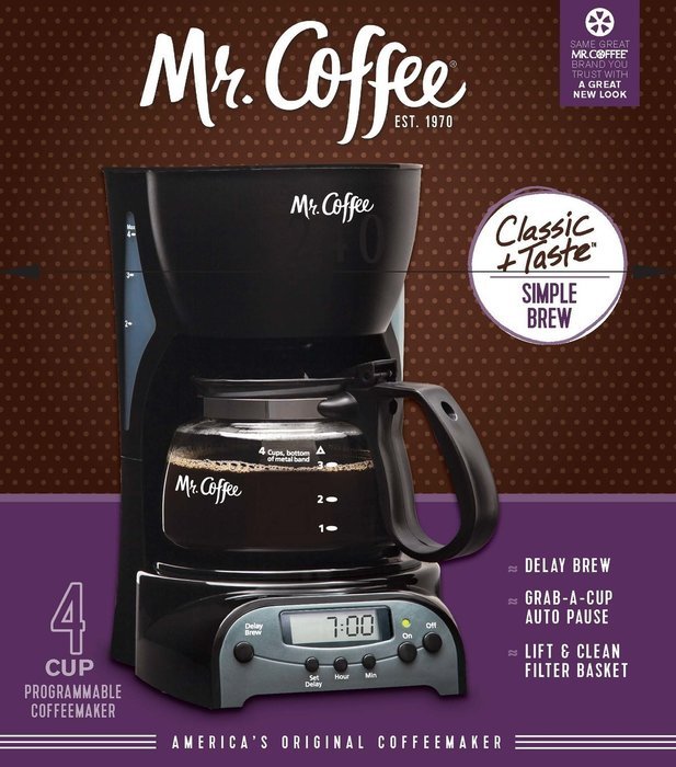 Mr. Coffee 4-Cup Programmable Coffeemaker, DRX5