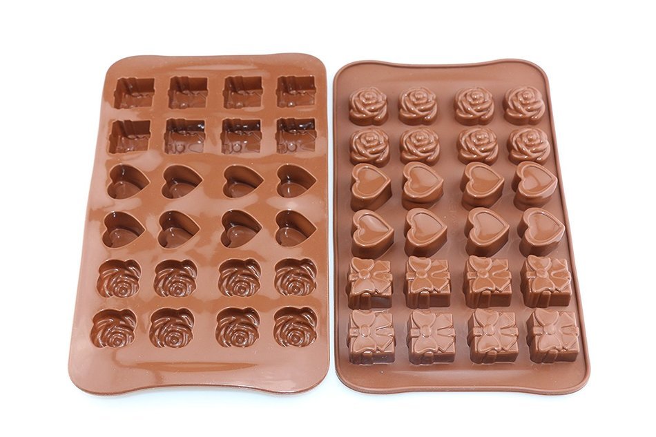 Silicone Candy Making Molds,Chocolate Mold Jelly Molds Ice Tray, Love/Gift Box/Flower Shape (1)