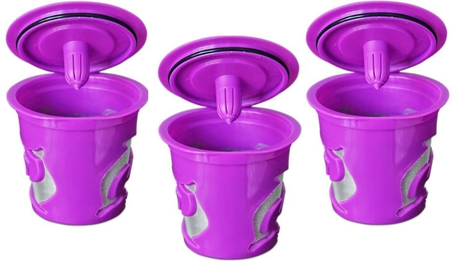 SPRICUP 3 Reusable K-cup Coffee Filters for Keurig 2.0 and 1.0 Brewers (3, Purple)