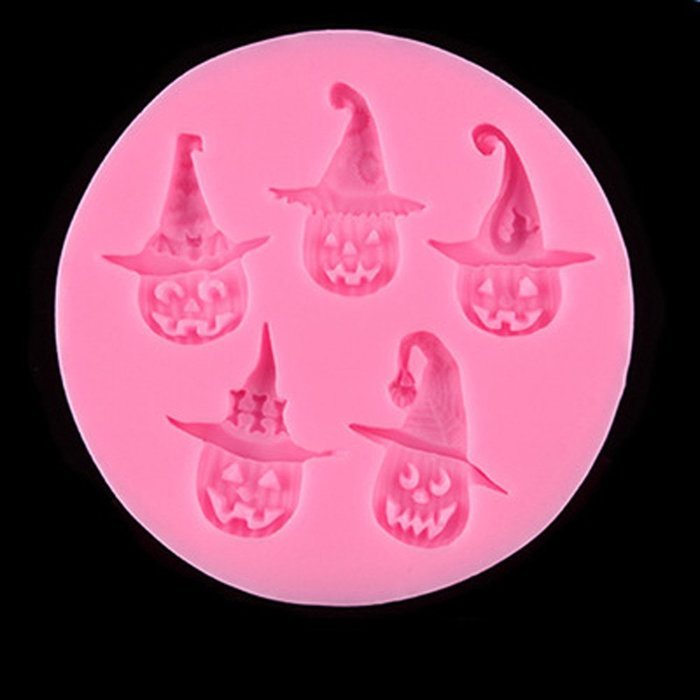 Beautymei Halloween Pumpkins with Hat Mini Silicone Mold Pink N4