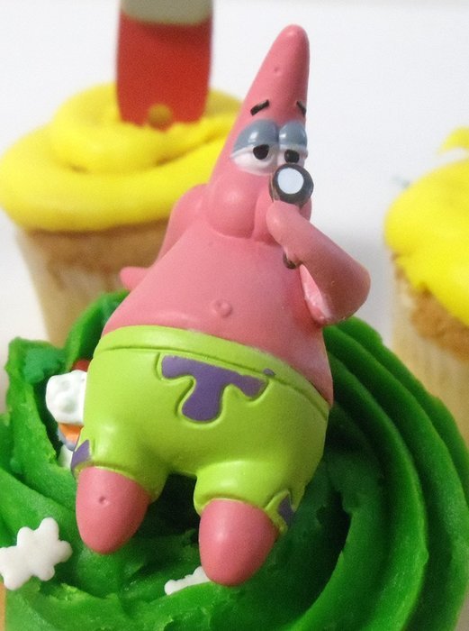Spongebob SquarePants 11 Piece Birthday Cupcake Topper Set Featuring 2" to 3" Cupcake Toppers of Squidward, Sandy... N2
