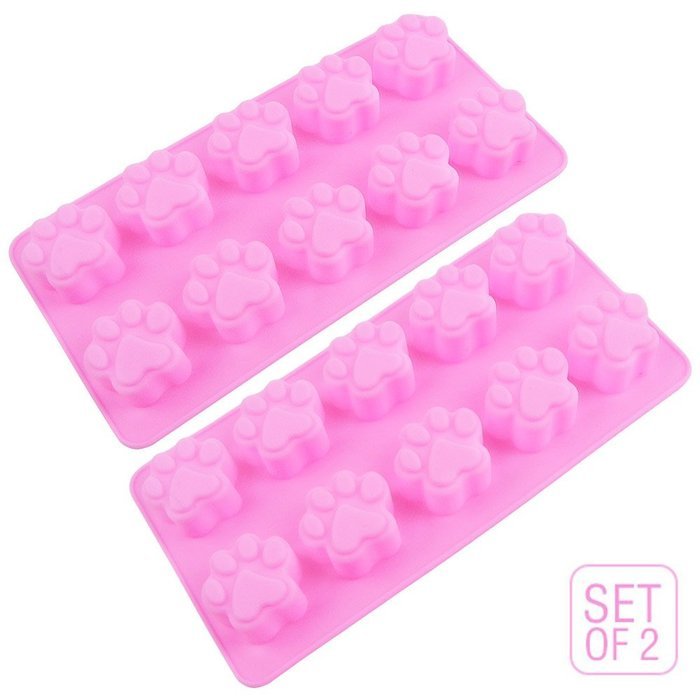 Dog Paws Mold | 2 pcs Adorable Mini Paw-shaped 10 Cavities Baking Mold Non Stick Non-toxic Soft Silicone Heat...
