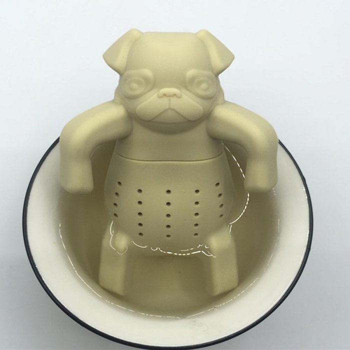 GOOTRADES Silicone Tea Coffee Infuser Pug In A Mug Teapot Herbal Spice Strainer Filter (Beige) N4