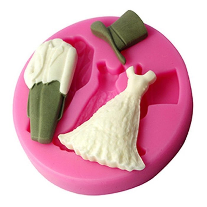 FOUR-C Fondant Decorating Mould Wedding Dress Gum Paste Molds Color Pink