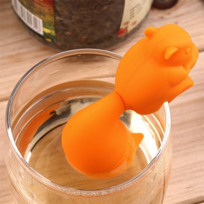 New Arrival Cute Silicone Squirrel Shape Tea Infuser Loose Leaf Strainer Bag Mug Filter Diffuser Holder Tea (Coffee) N6