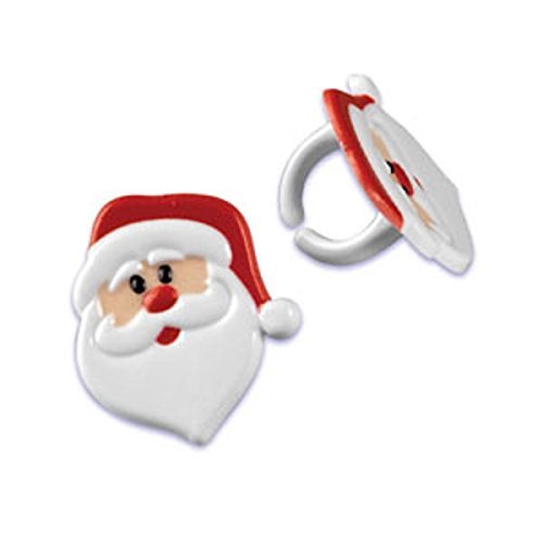 Oasis Supply Santa Face Bendi Cupcake/Cake Decorating Rings, 1 1/2-Inch, Red/White, Set of 12