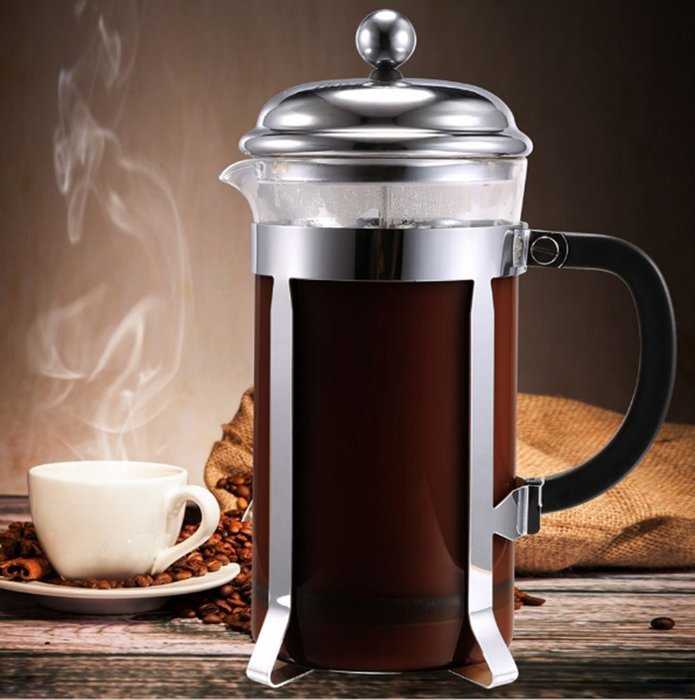 AOWIN Double Wall Stainless Steel French Coffee Maker--8 Cup/4 Mug (1 liter, 34 oz) N2