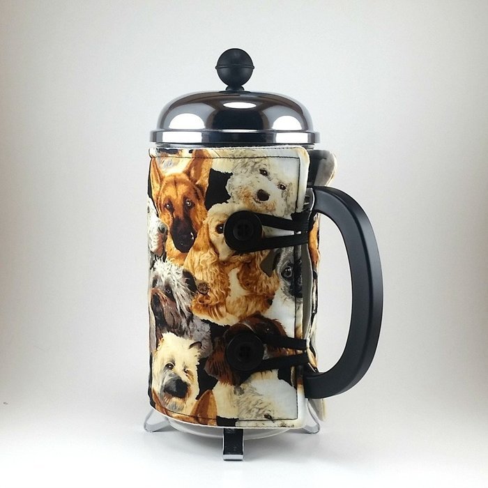 French Press Cozy, 8 cup Cafetiere Cosy Dog Print N4