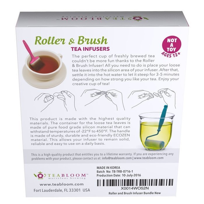 Teabloom Roller and Brush Tea Infuser (Set of 2) - Loose Leaf Tea Infuser (Not Made in China) - Made With Eco-Friendly... N4