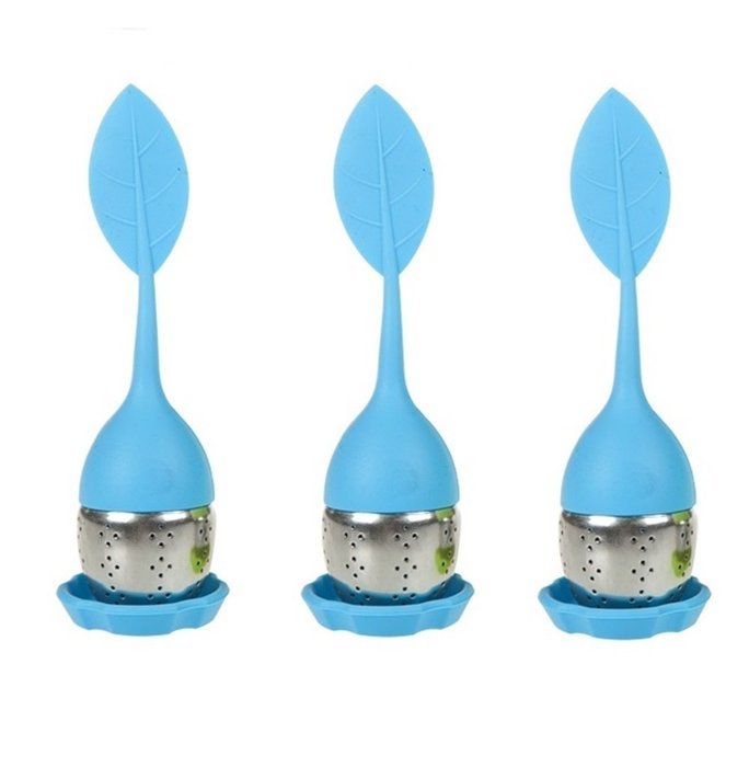 Huayoung 3-pcs Leave-shaped Silicone & Stainless Steel Tea Infusers Useful Tea Filters (Orange) N4