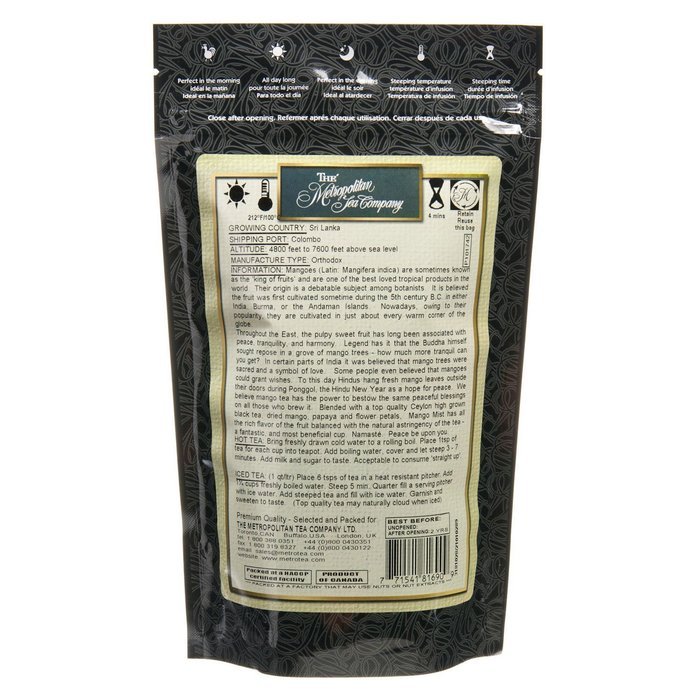 Metropolitan Tea Discovery Loose Tea Pack, Mango Mist Flavored Black, 100gm N4