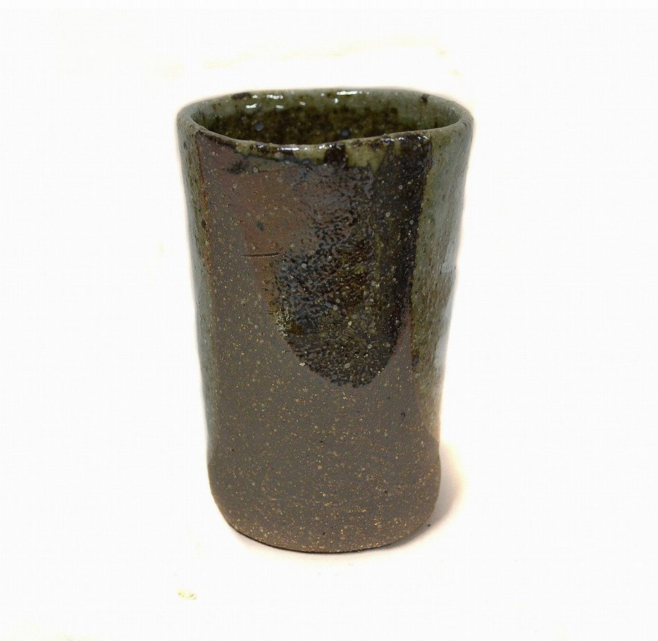 Seto Ware 41833 Maneki Neko Japanese Teacup Yunomi Green Brown N2