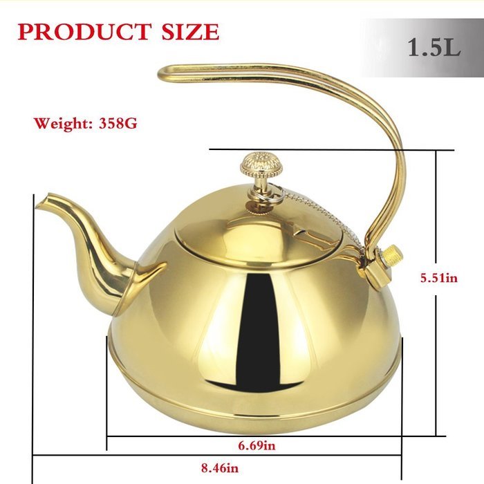 Tea Kettle CHANMOL 50oz Stainless Steel Tea Pot with Infuser Filter Arc Handle ,Best Polished Espresso Coffee... N6
