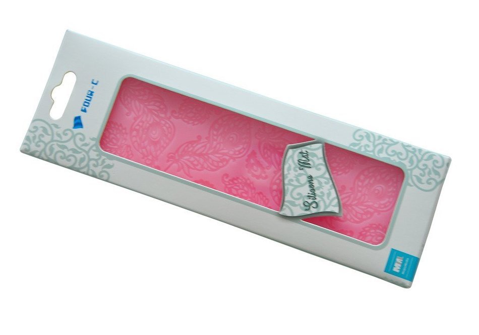 FOUR-C Decorating Supplies Silicone Baking Mat Sugar Lace Mold for Design Color Pink N3
