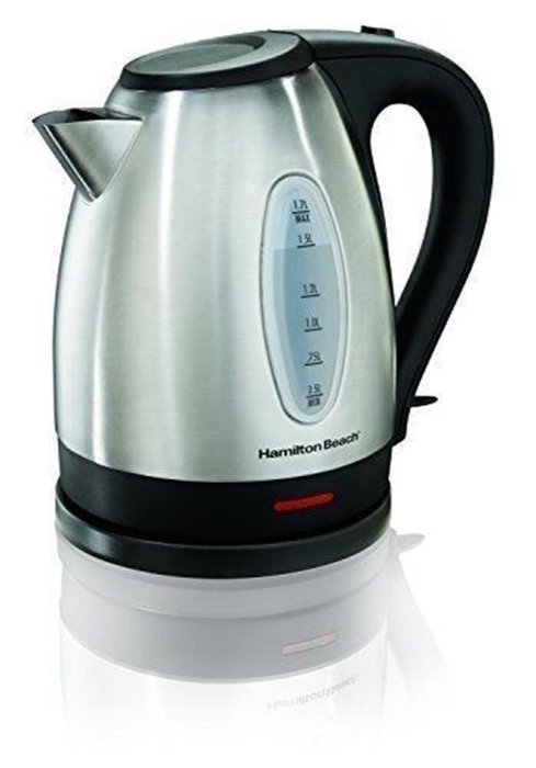 Coffee & Tea Makers Hamilton Beach 40880 Stainless Steel Electric Kettle 1.7-Liter Silver New