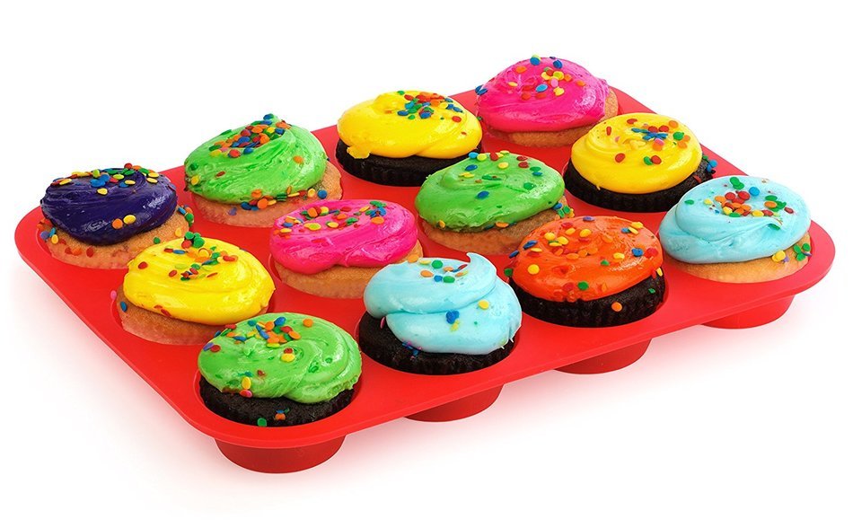 24 Cup Silicone Muffin & Cupcake Baking Pan- Non Stick Silicone Mold- BPA-Free Reusable Bakeware- Heat Resistant... N12