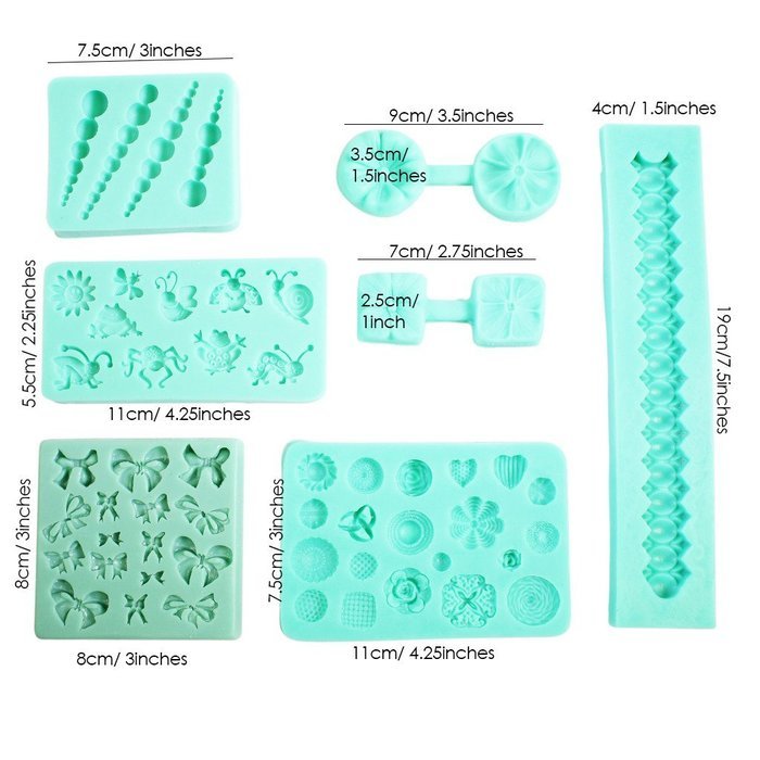 Seven Silicone Icing Mould Flower Trim Bugs Decorative Sugarpaste Cupcake Toppers by Kurtzy TM N5