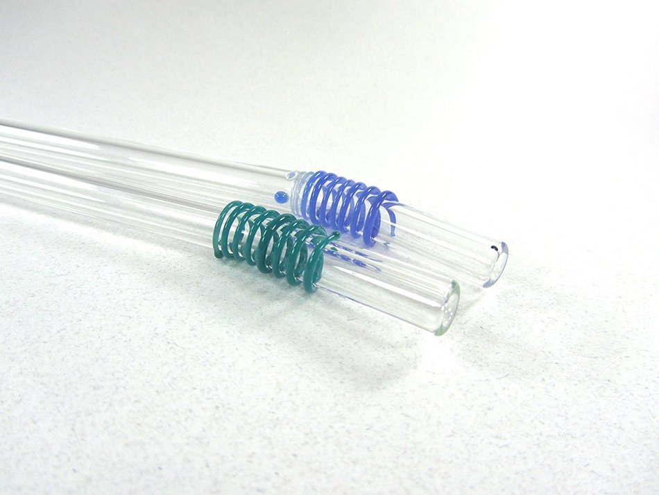 Hummingbird Glass Straws with Cleaning Brush (2 Pack), 8" x 9.5mm, Blue N27