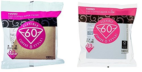 Hario Paper Filters for 03 Dripper WHITE & NATURAL set 100 Sheets each