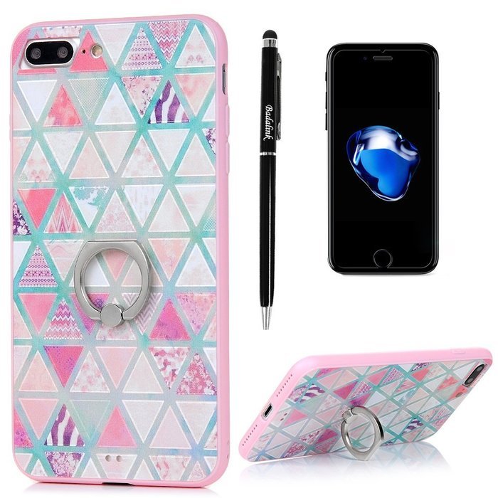 Badalink iPhone 7 Plus Case (5.5") 360 Degree Rotating Ring Holder Kickstand Shockproof Soft TPU Bumper Frame... N59