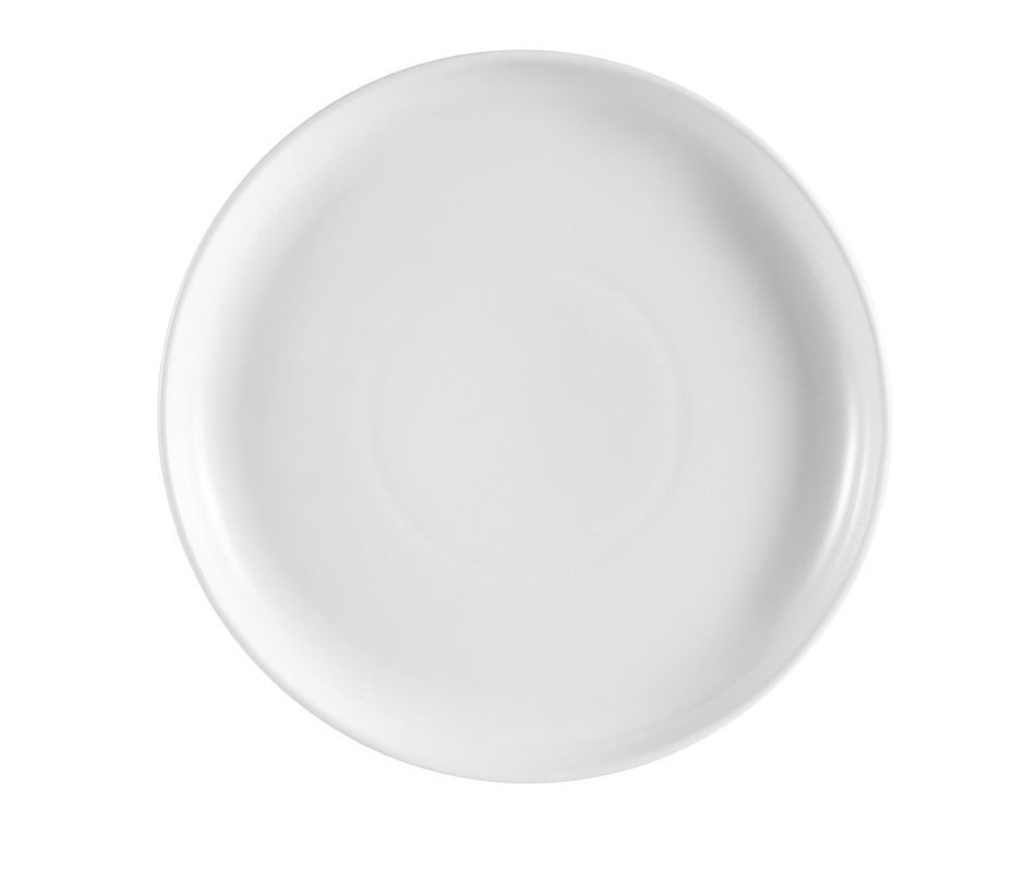 CAC China PP-3 Porcelain Round Flat Pizza Plate, 10-1/2-Inch, Super White, Box of 12 N2
