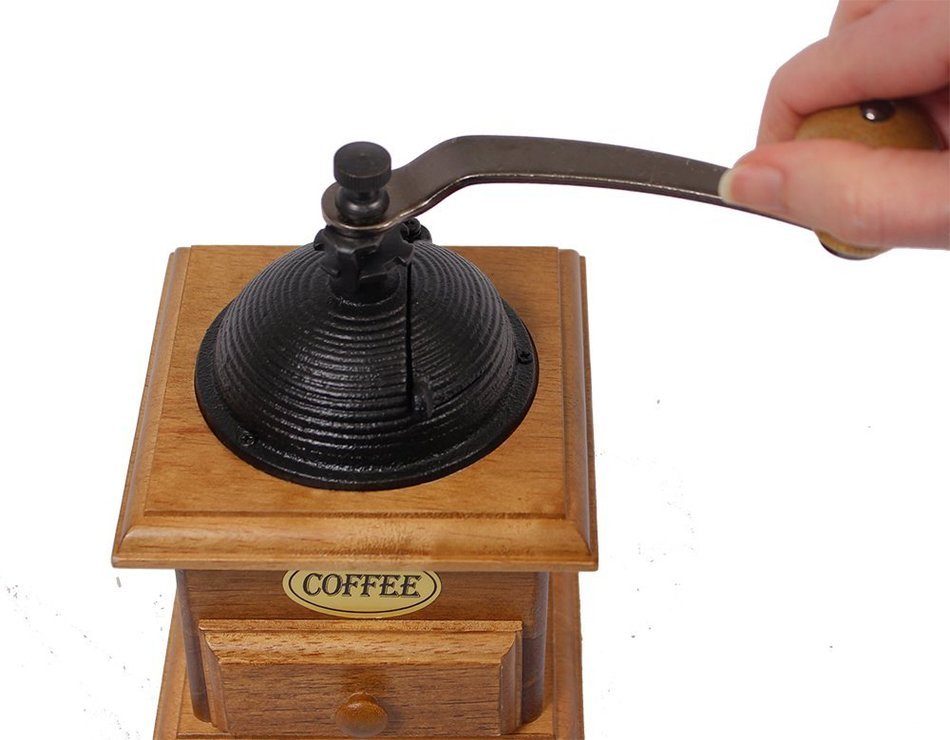 Manual Cast Iron Coffee Bean Grinder with Drawer N8