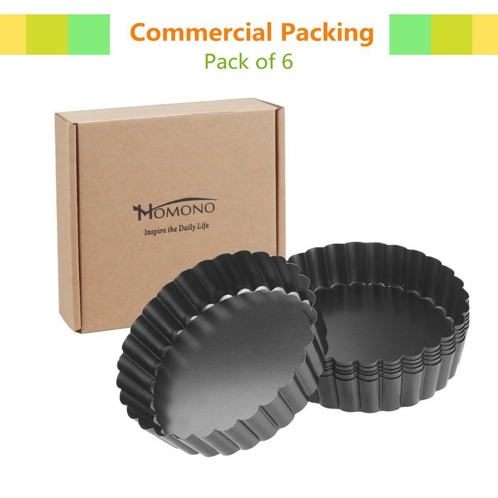 Quiche Pans, Homono Commercial Grade Non Stick Removable Bottom 5 Inch Mini Tart Pans (Pack of 6) N6