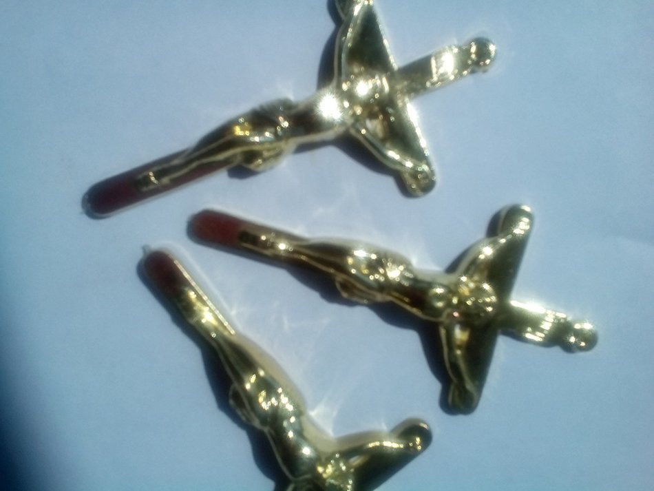 Crosses, 4" Gold, Plastic, Crucifix, Pack Of 12, cupcake, cake decoration, party favor