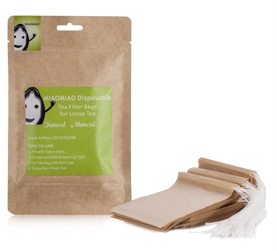 MIAOMIAO unbleached tea filter bags, 【safe and natural material, better leading,100 count】 disposable tea infuser...