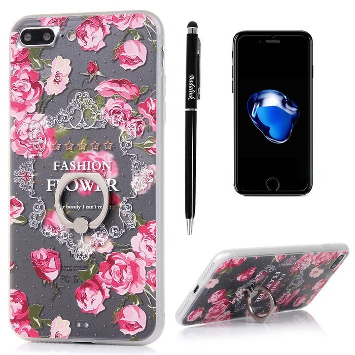 Badalink iPhone 7 Plus Case (5.5") 360 Degree Rotating Ring Holder Kickstand Shockproof Soft TPU Bumper Frame... N74