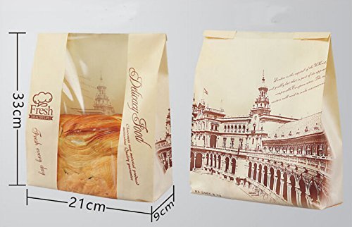 Efivs Arts Set of 30 Paper Bread Bag Reusable Keep Fresh and Clean Bread Storage Bag(Building) N3