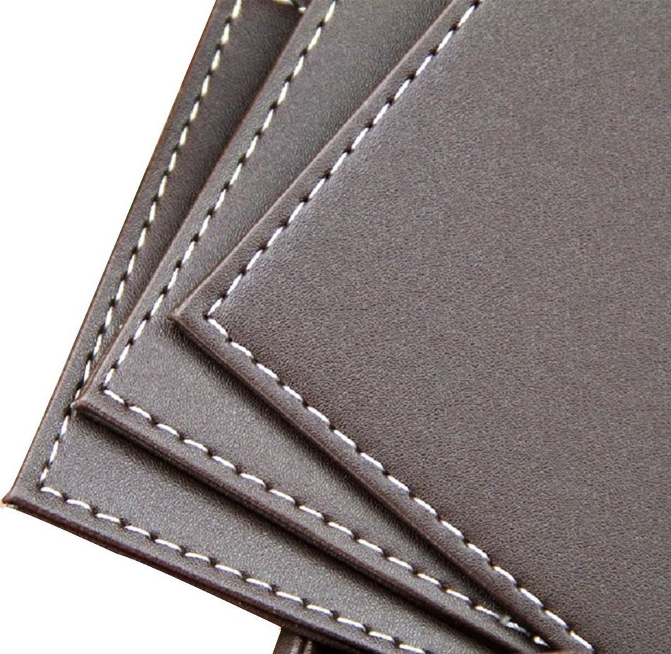 Willcome Set of 6 Leather Round Drink Coasters Cup Mats with Coaster Holder for Wine Beer or Any Beverage Use N18