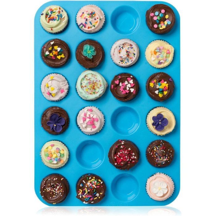 Bessmate Silicone Muffin Pan -12 Cups Blue Mold & Baking Tray- Reusable, Non-Stick Bakeware For Cupcakes and Cakes... N8