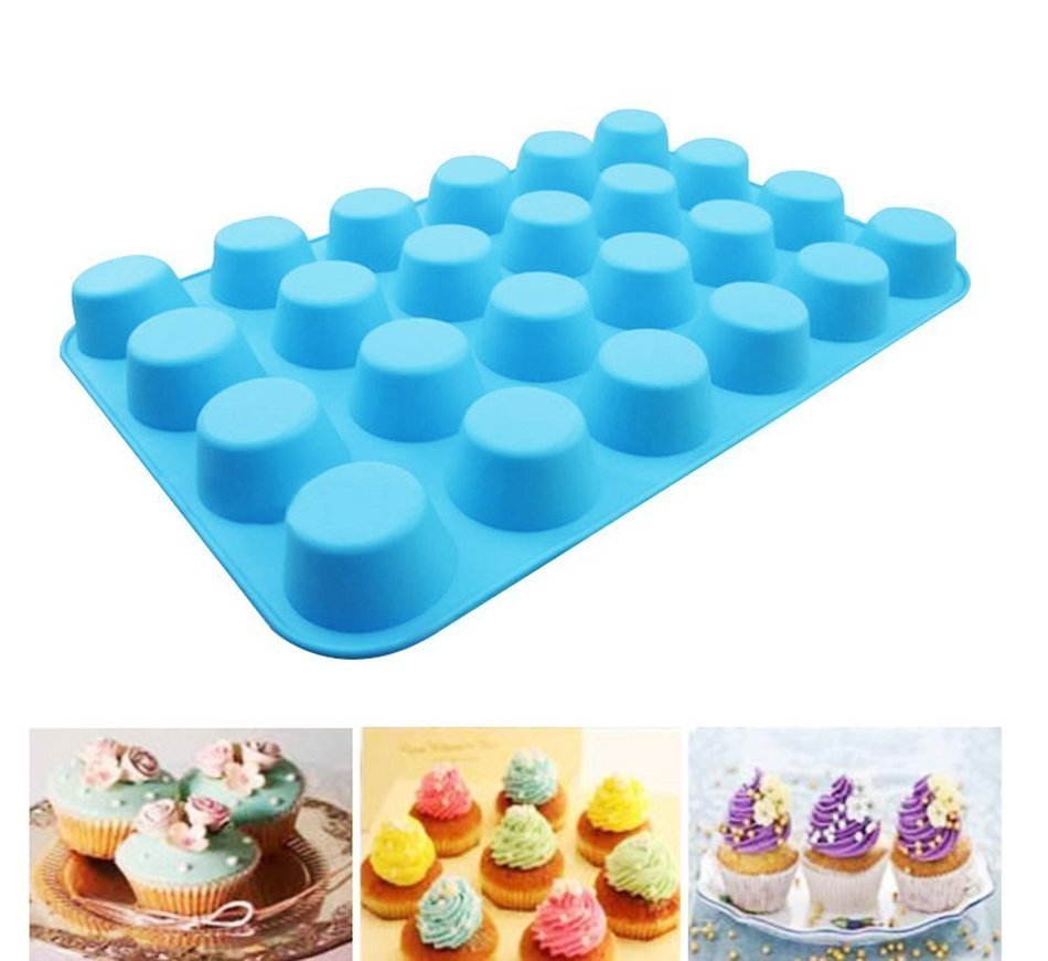 Bessmate Silicone Muffin Pan -12 Cups Blue Mold & Baking Tray- Reusable, Non-Stick Bakeware For Cupcakes and Cakes... N9