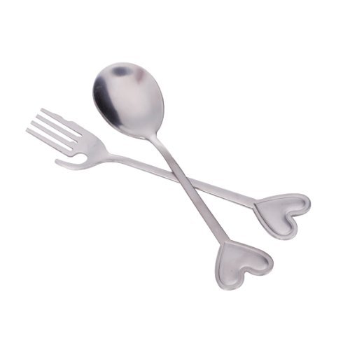 1 X Lover Heart Spoon Fork Set Wedding Favors by Generic N2