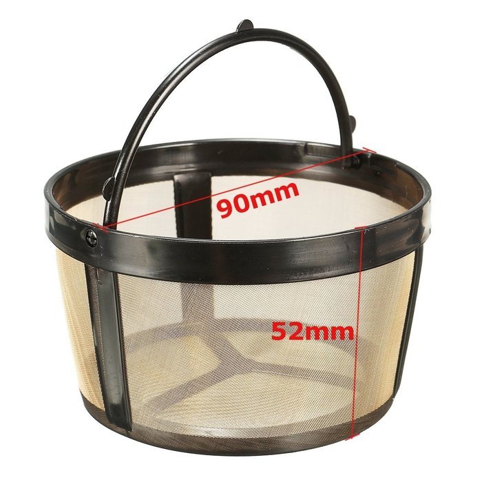 KINGSO Basket-Style Gold Permanent Coffee Filter for 4 Cups Pack of 2 N2