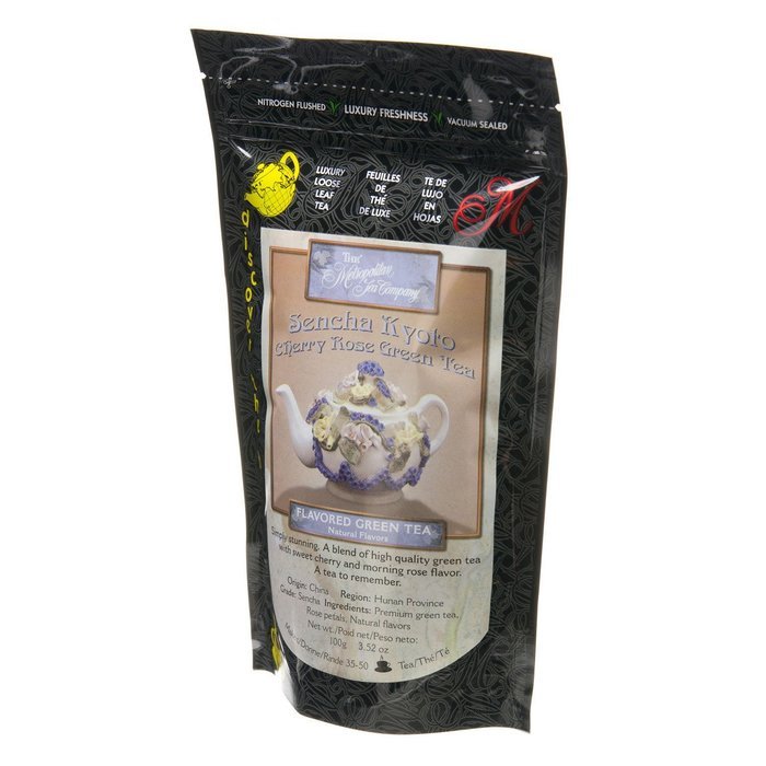 Metropolitan Tea Discovery Loose Tea Pack, Kyoto Cherry Rose Flavored Green, 100gm N5