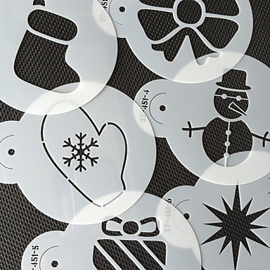 Sher 8Pcs Wine Glass Stencil Christmas Cake Stencil for Cookie Decorative Stencils N3