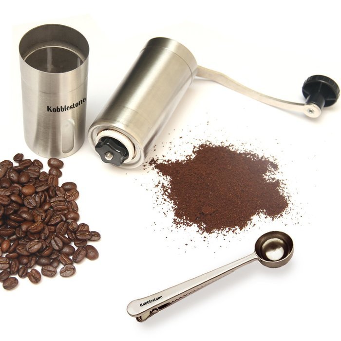 Kobblestone Manual Ceramic Burr Coffee Grinder Including Spoon - Mini Portable Coffee Bean Mill Stainless Steel... N4