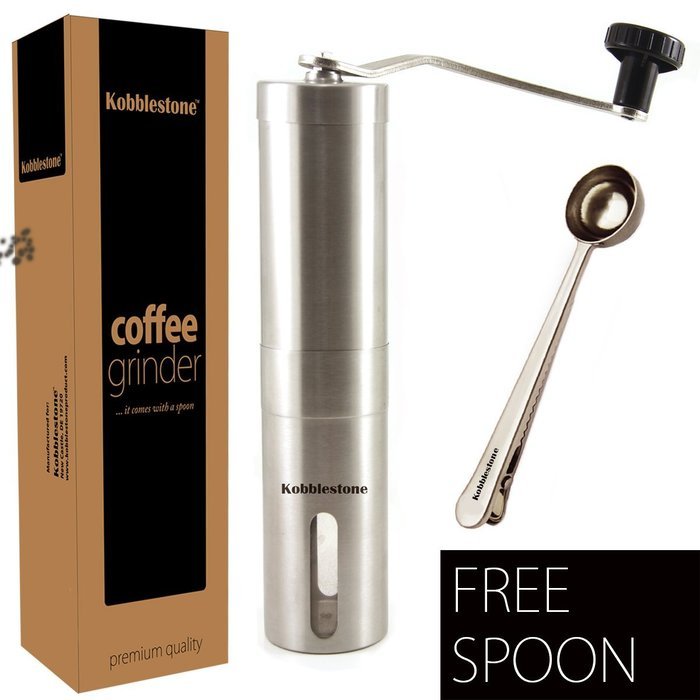 Kobblestone Manual Ceramic Burr Coffee Grinder Including Spoon - Mini Portable Coffee Bean Mill Stainless Steel... N5
