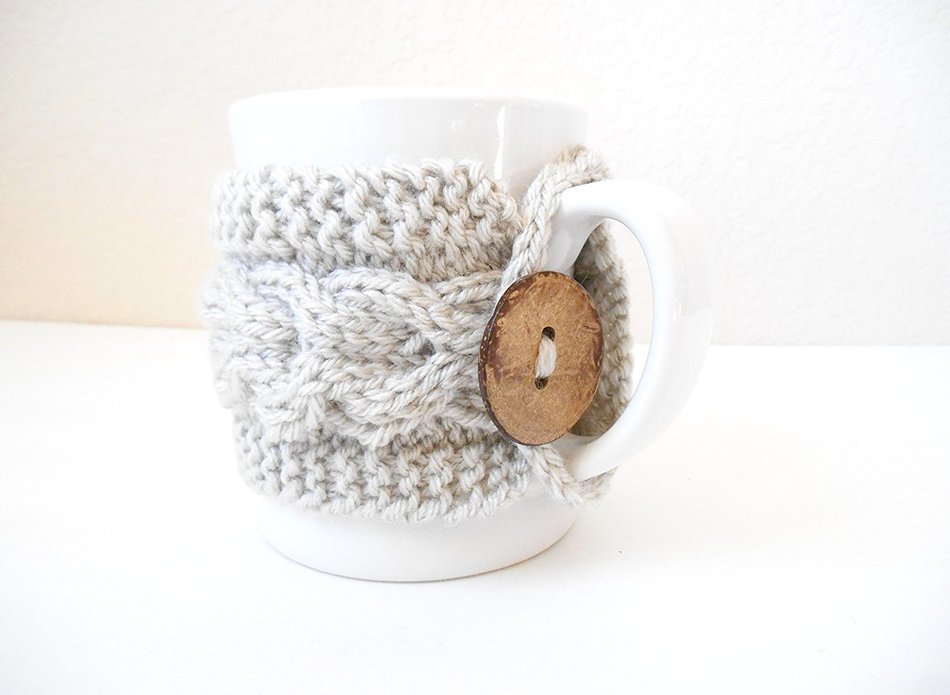 Hand Knit Cabled Mug Cozy