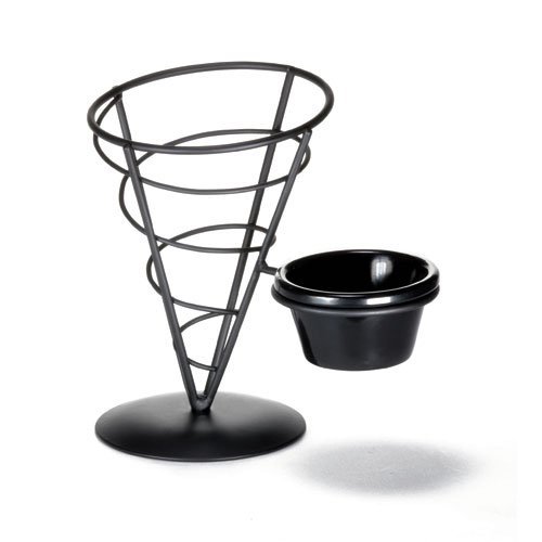 TableCraft Products ACR57 Cone with Ramekin, 5" x 7", Black Metal N2