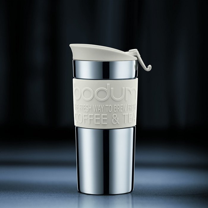 Bodum Coffee Travel Press With Extra Lid Stainless Steel - Black - 0.35 L, 12 Oz N5