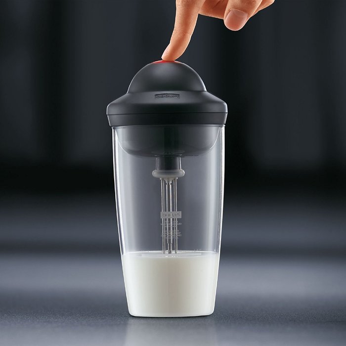 Bodum 1086401G Latte Milk Frother Battery Operated Glass, 6 oz, Black