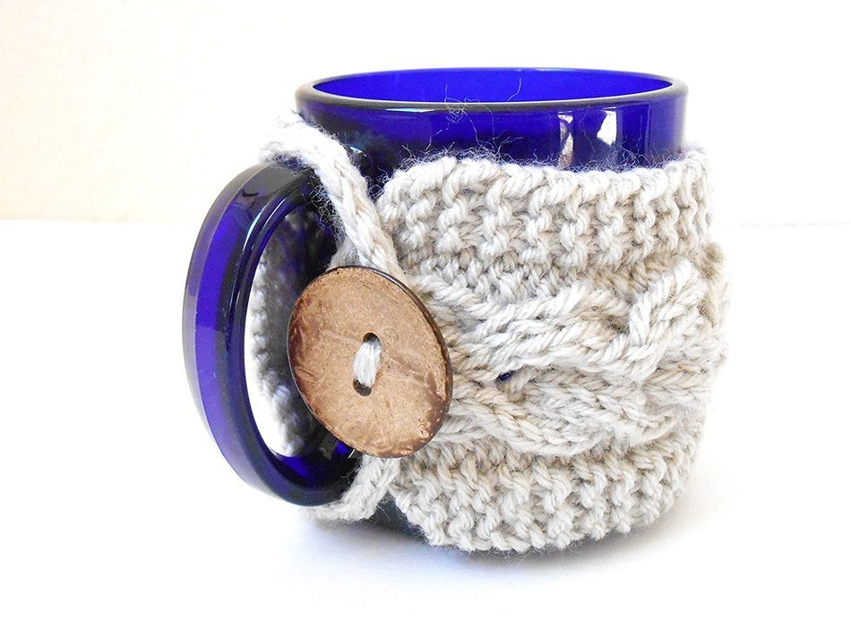 Hand Knit Cabled Mug Cozy N2